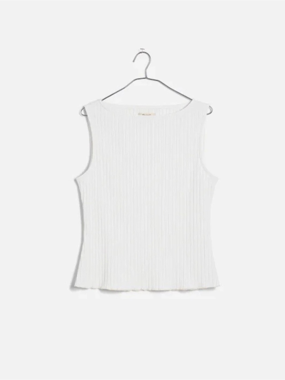 Madewell Ribbed Boatneck Tank in Eyelet White Size Medium